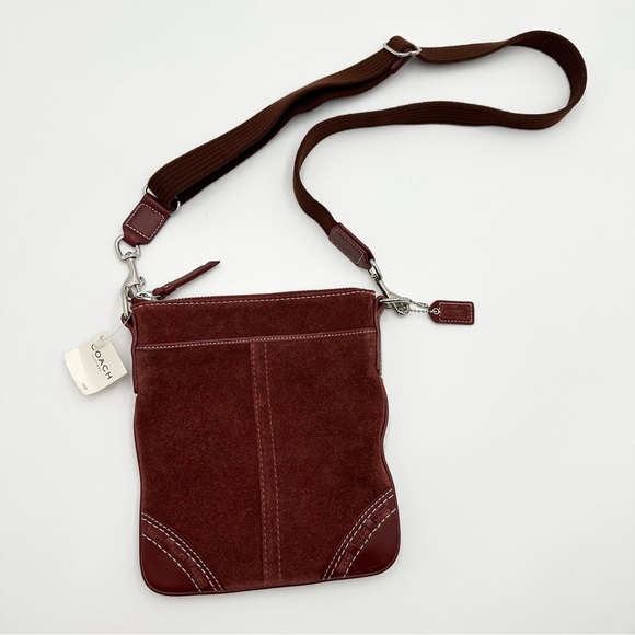 Coach Hampton Suede Swing Crossbody Bag Bordeaux Red Vintage - Picture 1 of 10